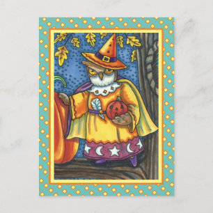 MAGISKA SPÅDOMAR OCH HALLOWEEN HOOTS, UGGLA WIZARD HELG VYKORT
