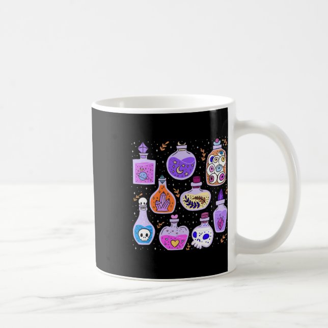 Magiska ställen Flaskor Witchy Halloween-utskrift Kaffemugg (Höger)