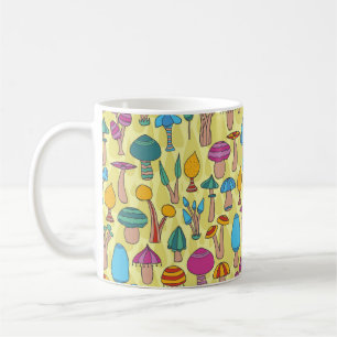 Magiska svampar Doodle Seamless Mönster Kaffemugg