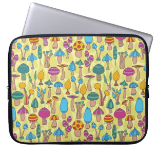 Magiska svampar Doodle Seamless Mönster Laptop Fodral