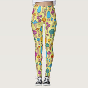 Magiska svampar Doodle Seamless Mönster Leggings