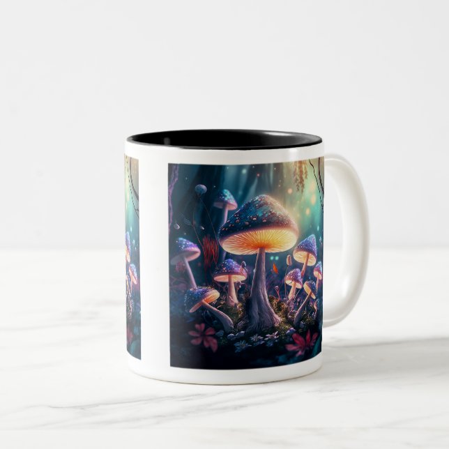 Magiska svampar med två ton Mugg, 11 oz Två-Tonad Mugg (Framsida höger)