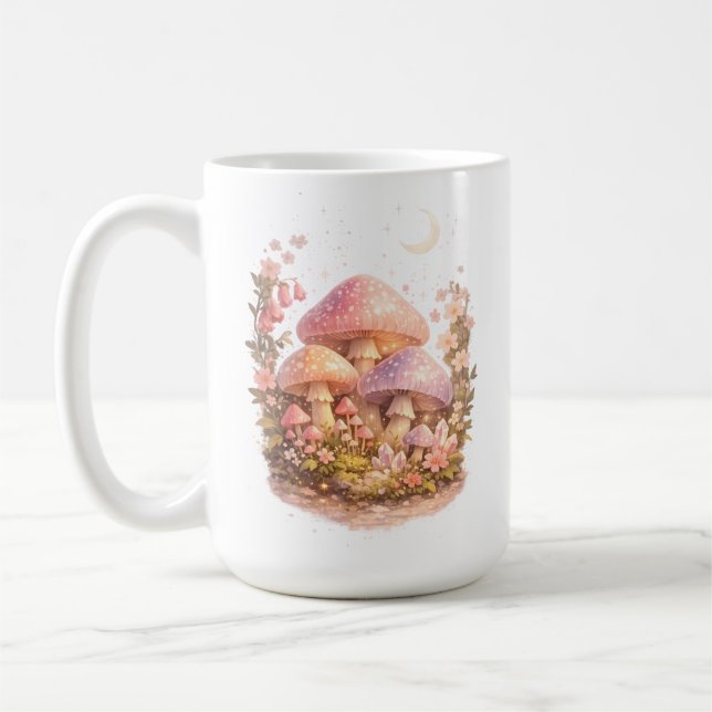Magiska Svampar Pastell Fäartig Stugkärn Stämning Kaffemugg (Vänster)