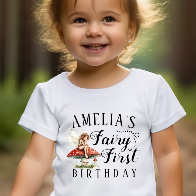 Magiska Svampflickor Älva Första Födelsedag T Shirt (Magical Mushroom Girls Fairy First Birthday Baby T-Shirt)