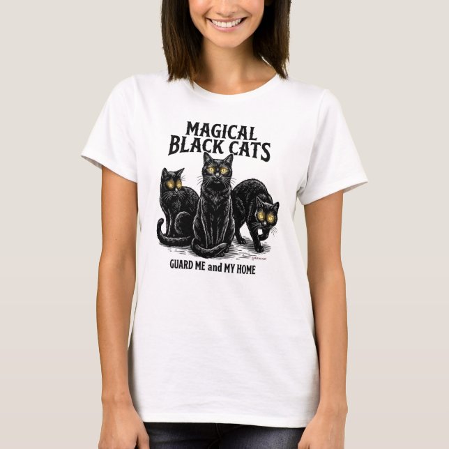Magiska svarta katter t shirt (Framsida)
