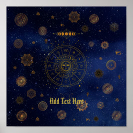 Magiska symboler för skydd Mandala Pagan Witch Poster