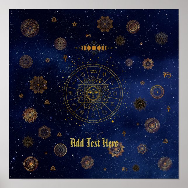 Magiska symboler för skydd Mandala Pagan Witch Poster (Framsidan)