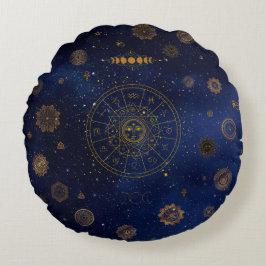 Magiska symboler för skydd Mandala Pagan Witch Rund Kudde