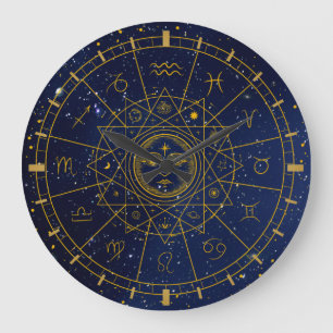 Magiska symboler för skydd Mandala Pagan Witch Stor Klocka