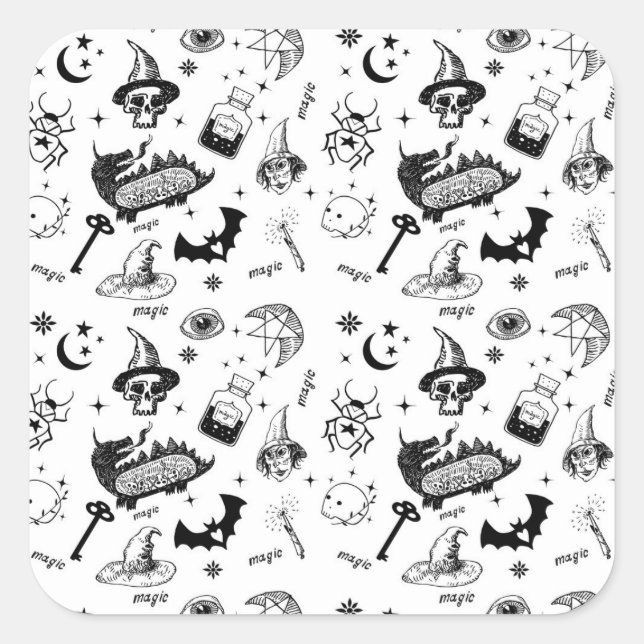 Magiska symboler fyrkantigt klistermärke (Framsida)