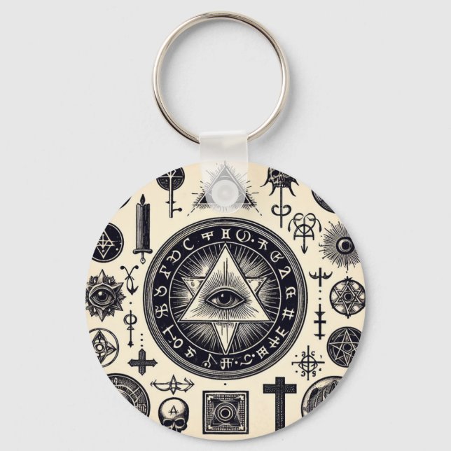 Magiska symboler Occult Antique Art Keychain Nyckelring (Framsida)