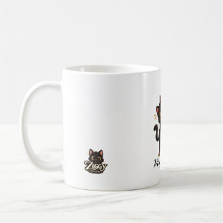 Magiska tassar - Personlig svart katt Ziggy Kaffemugg