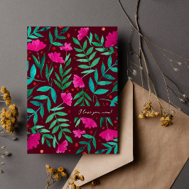 Magiska trädgården - magenta och grönt I kärlek er Julkort