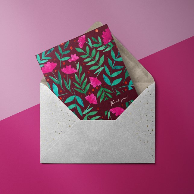 Magiska trädgården - magenta och grönt - tack för  julkort (Skapare uppladdad)