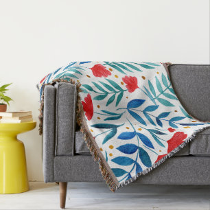 Magiska trädgården - röd och turkos filt