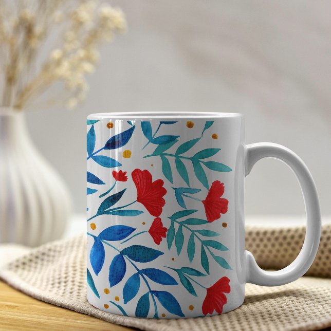 Magiska trädgården - röd och turkos kaffemugg (Skapare uppladdad)