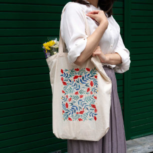 Magiska trädgården - röd och turkos tygkasse