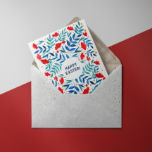 Magiska trädgården - rött och turkos-Påsk-kort