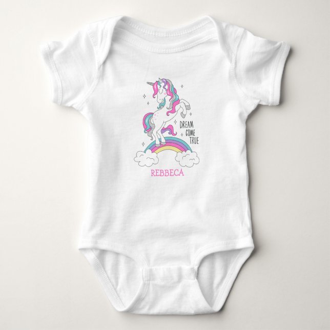Magiska unicorn i rosa och silver glitter t shirt (Framsida)