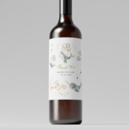 Magiska val Balloons Stars Baby Shower Vinflaska Etikett