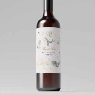 Magiska val Balloons Stars Baby Shower Vinflaska Etikett