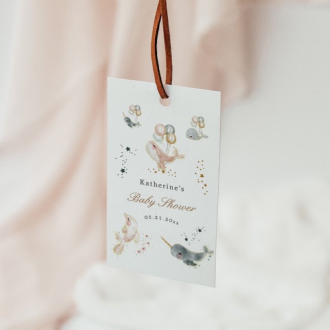 Magiska valar ballonger baby shower presentetikett (Skapare uppladdad)