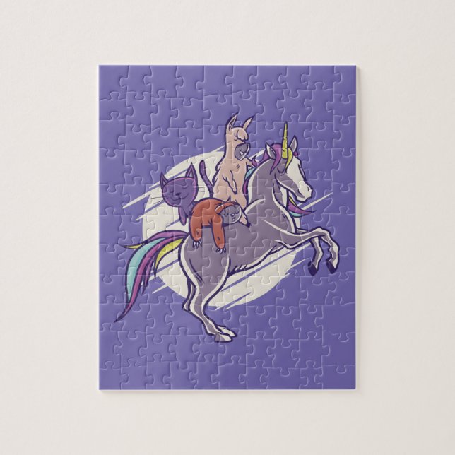 Magiska vänner |Unicorn, Alpaca, Kitten, Sloth Pussel (Vertikal)