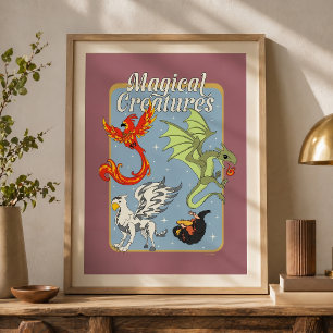 Magiska Varelser Vintage Grafik Poster