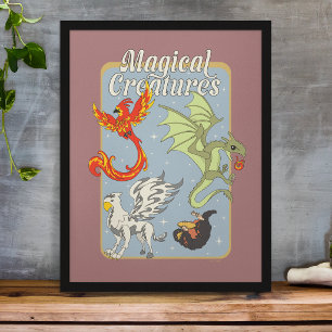 Magiska Varelser Vintage Grafik Poster