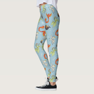 Magiska Varelser Vintage Mönster Leggings