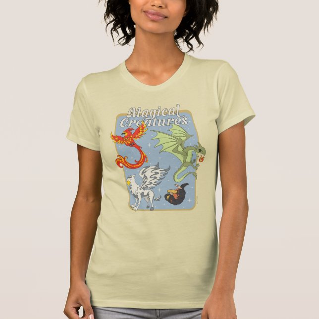 Magiska varelser vintagegrafik t shirt (Framsida)