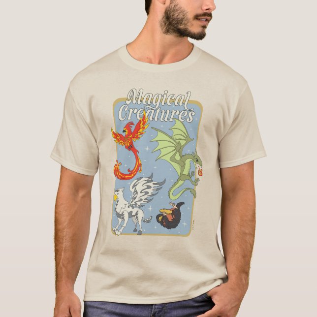 Magiska varelser vintagegrafik t shirt (Framsida)