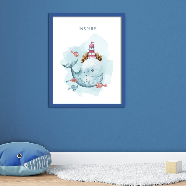 Magiska vattenfärgen Whale och fyr Poster (Skapare uppladdad)