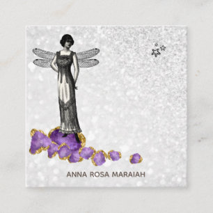 *~* Magiska Vintagen Fairy Amethyst judar Fyrkantigt Visitkort