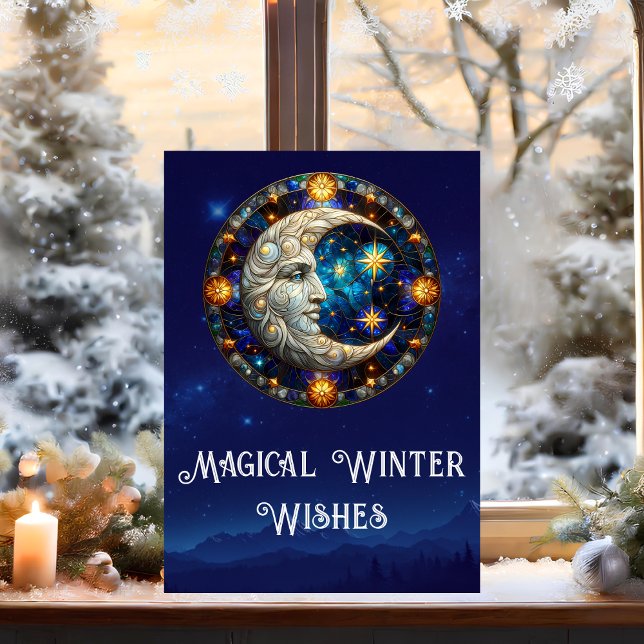 Magiska Vinterönskningar Celestiala Mån Jul Julkort (Skapare uppladdad)
