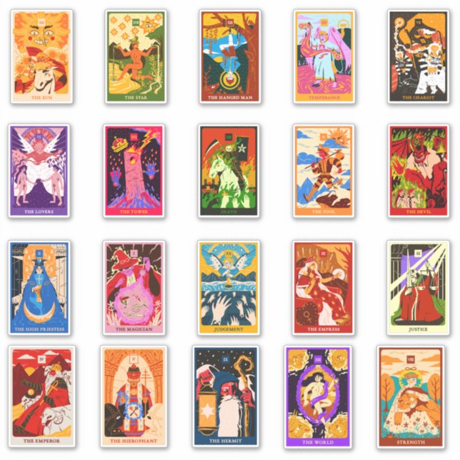 Magiska Witchy Tarot Card, Fantasy Klistermärken (Framsida)