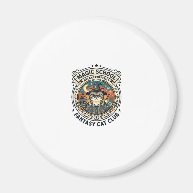 Magiskola Fantasy Katt Söt Kisse Design - Magi Magnet (Framsidan)