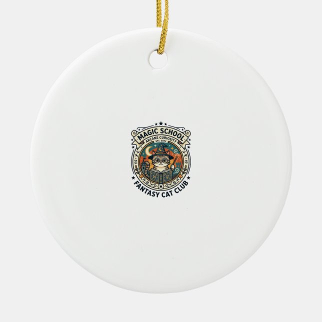 Magiskola Fantasy Katt Söt Kitty Design - Magi Julgransprydnad Keramik (Framsidan)