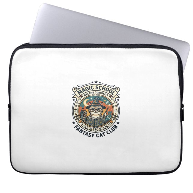 Magiskola Fantasy Katt Söt Kitty Design - Magi Laptop Fodral (Framsidan)