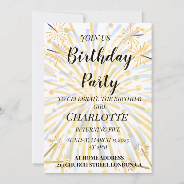 Magiskt 5:e födelsedag inbjudningar (Framsida)