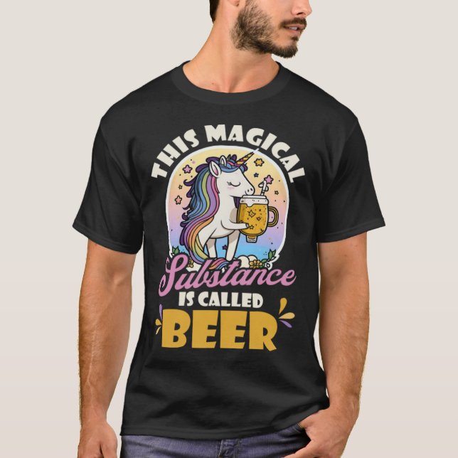 Magiskt ämne som kallas Beer Design Unicorn T Shirt (Framsida)