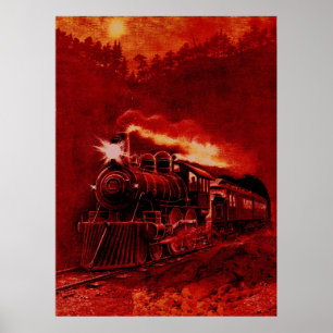 Magiskt ångmotor Victorian Tåg Poster