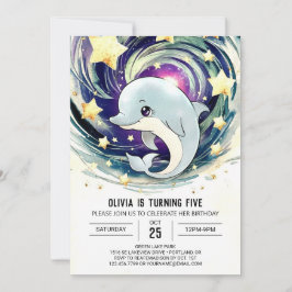 Magiskt blått under havsdelfinfödelsedagen inbjudningar