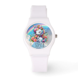 Magiskt blommande enhörning trendigt namn flickgåv armbandsur
