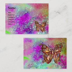 MAGISKT BUTTERFLIGEN I GULD,BLÅ LILA TEAL SPARKLES VISITKORT