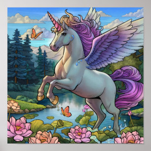 Magiskt enhörning Pegasus sagokungarike Poster