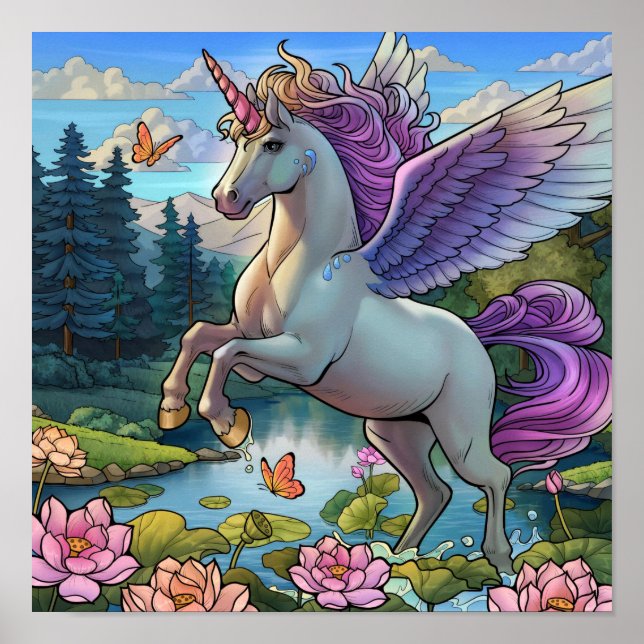 Magiskt enhörning Pegasus sagokungarike Poster (Framsidan)