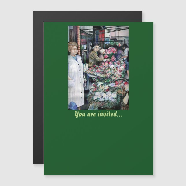 Magiskt evenemang på den svarta marknaden magnetisk inbjudningskort (Fram/baksida)