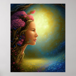 Magiskt fantasi ansikte sol fantastiska landskap poster