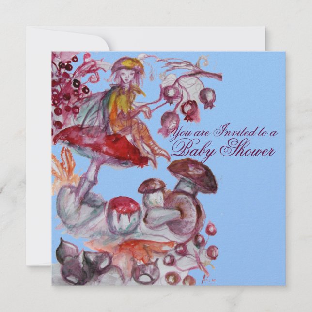 MAGISKT FOLLET AV MUSHROOMER BLUE POJKE SHOWER INBJUDNINGAR (Framsida)